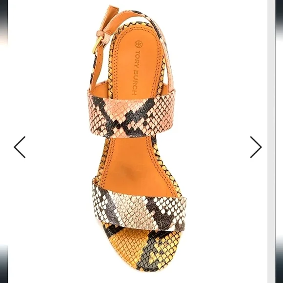 Tory Burch sling back heels Tory Burch Sandals Snake Print Leather gigi heels
